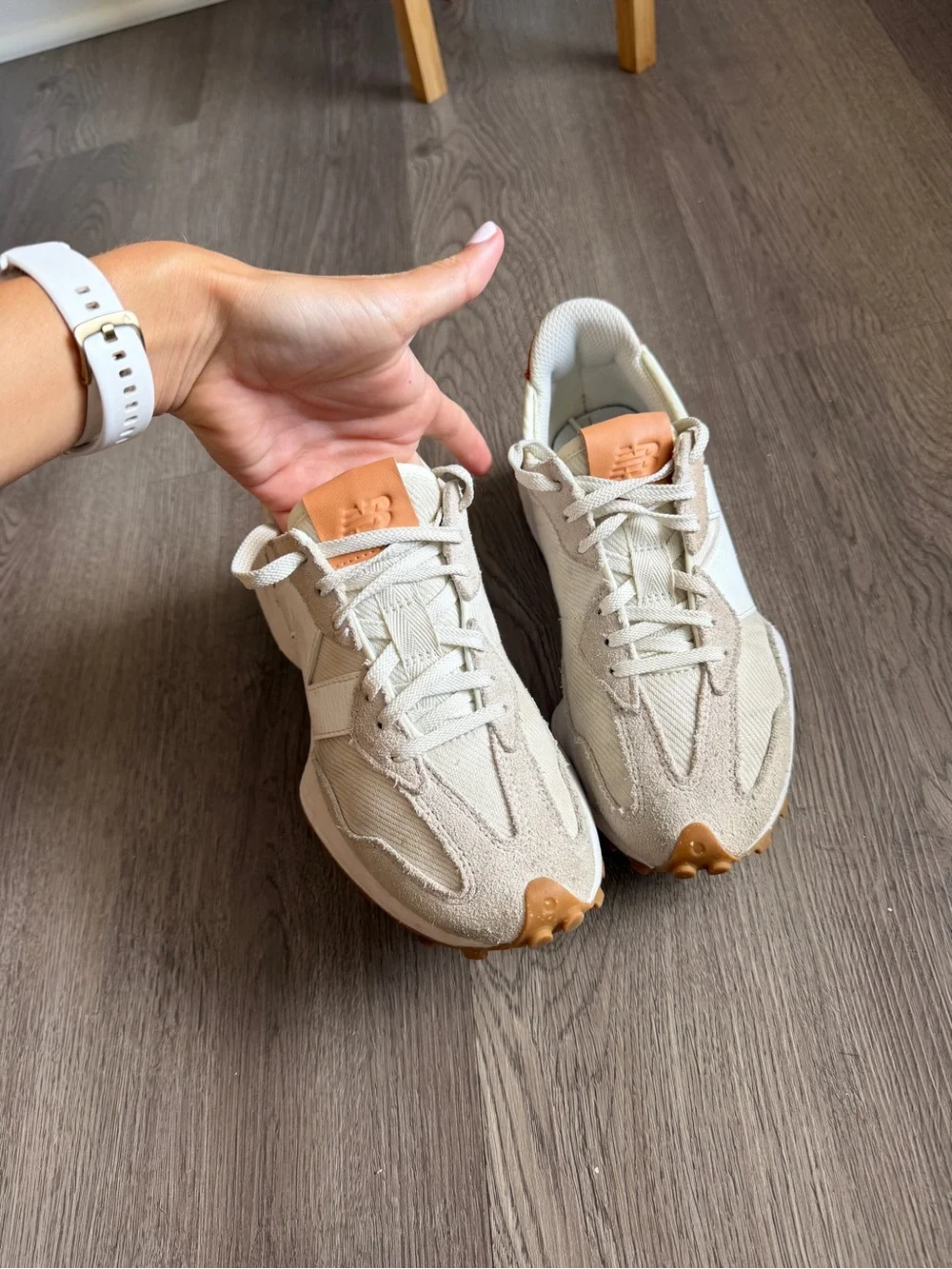 New Balance Cream and Orange Retro-Style Women's Sneakers